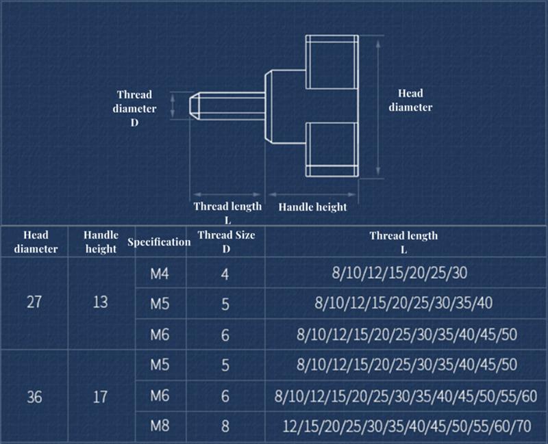 M4 M5 M6 M8 304 Stainless Steel Hand Tighten Handle Bolts Z-handle Bakelite Hand Knob Mechanically Adjustable Thumb Screws