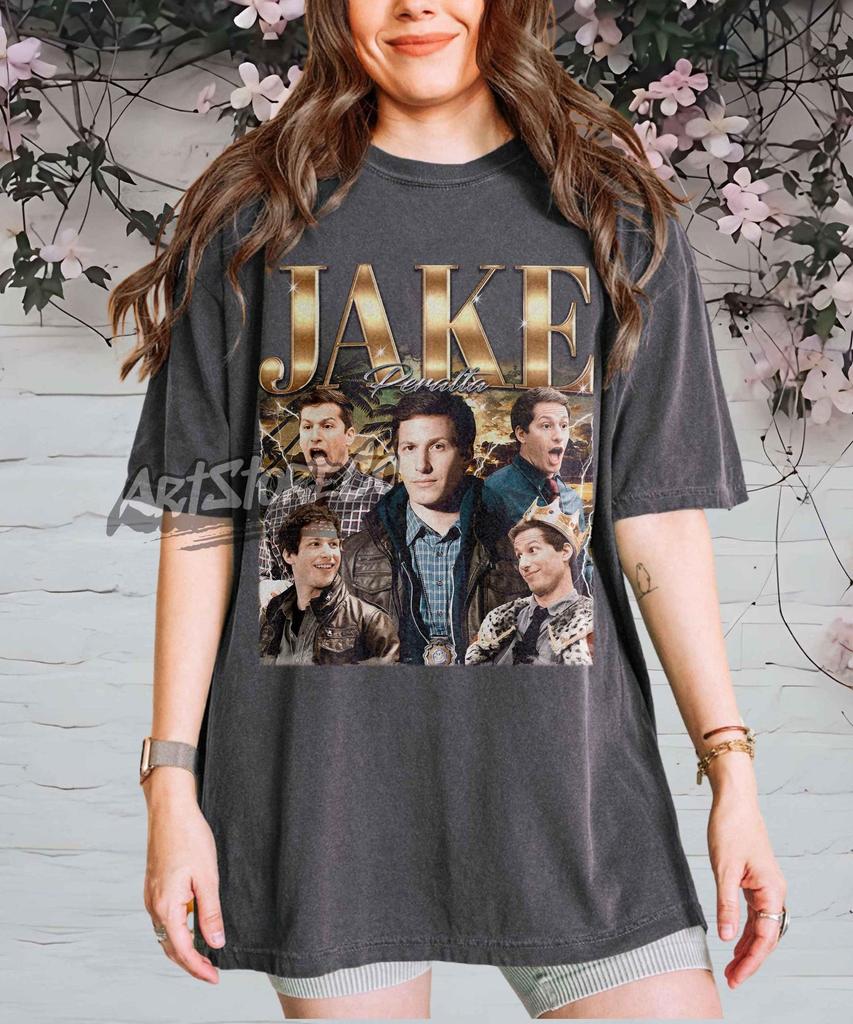 Jake Peralta Retro Collage Graphic Tee, Unisex Heavy Cotton Apparel