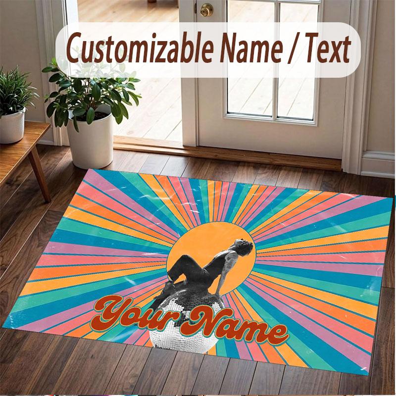Custom Name Crystal Velvet Rug,Harry Styles Comfortable Anti Slip Floor Mat For Room Decoration