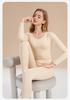 Ensemble d'automne pour femmes en pur coton uni: Couche de base, Pull, Pantalon, Sous-vêtements chauds fins pour filles