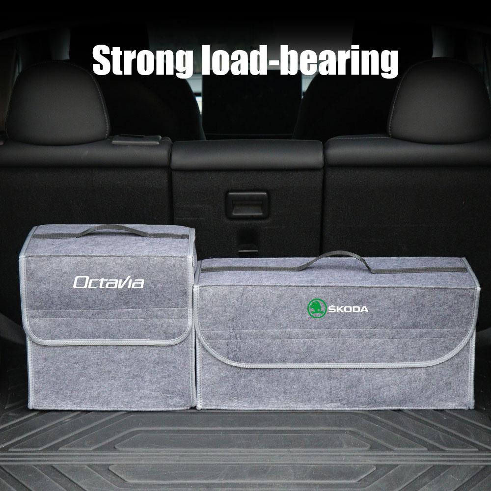 Für Skoda Octavia 3 2 A5 A7 A2 Superb 3 Fabia 2 Karoq Auto Faltbare Aufbewahrungsbox Auto Kofferraum Organizer FF6 Box Auto Aufbewahrungszubehör