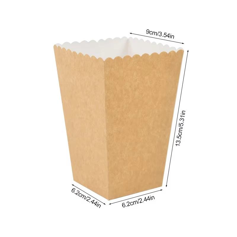 10Pcs Kraft Paper Popcorn Boxes Container, Birthday Party Movie Night Fries Cup, Snack Buckets Wedding Favors Gift Box Supplies