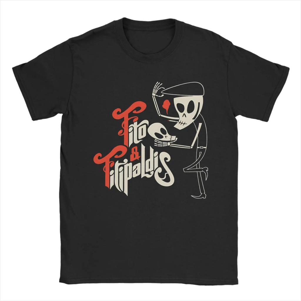Fito & Fitipaldis Baumwoll-T-Shirt für Herren Strand Y2K Lustige T-Shirts Rundhals Beliebte T-Shirts Große Größen Freizeitkleidung