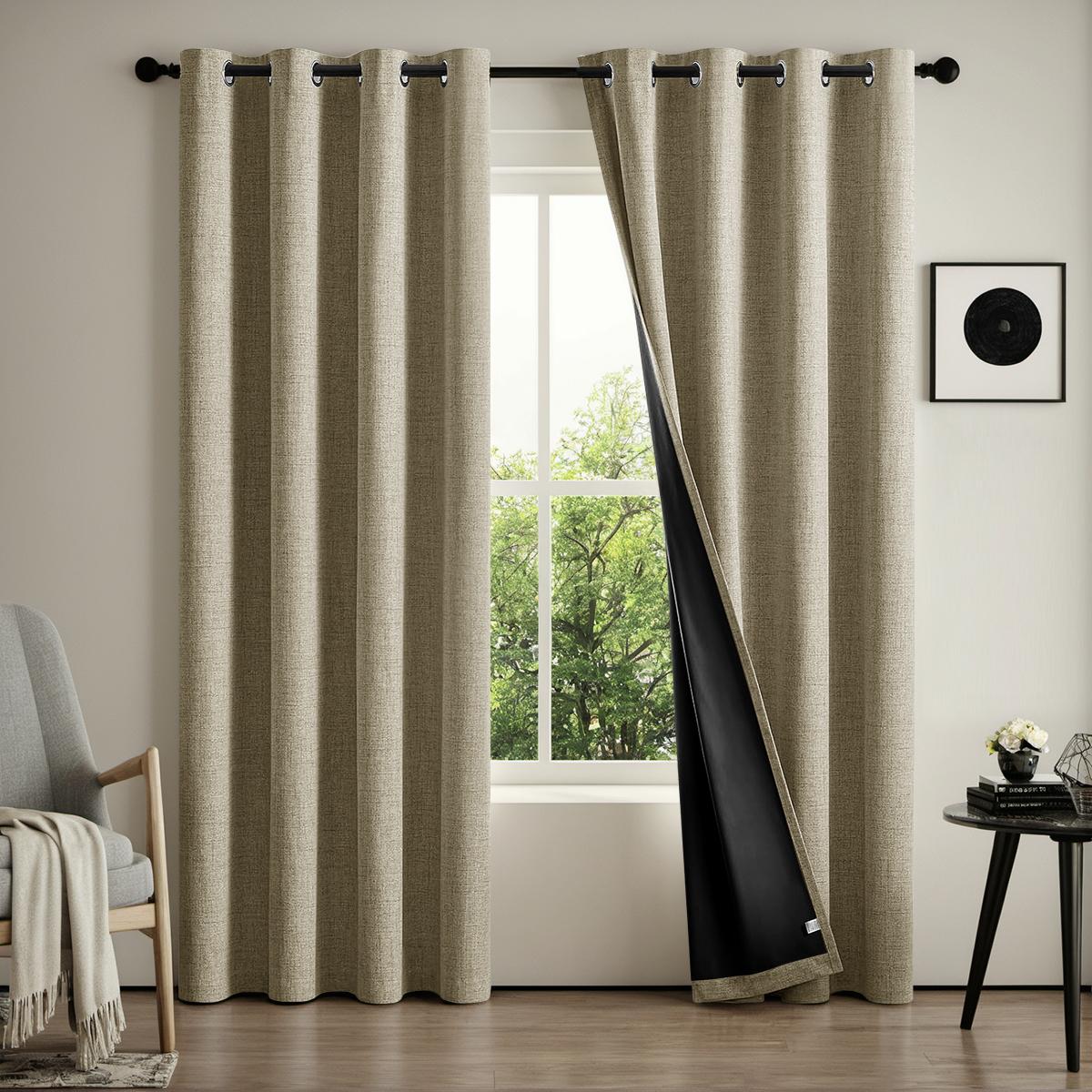 

single panel Solid Color Full Shading and Sun Protection 100% Blackout Curtains, Bed Chamber and Living Room Shading Drapes 100X130CM 1PC&Grommet Top света кофе