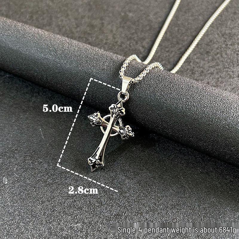 Flammenkreuz-Anhänger Halskette für Männer – Retro Hip-Hop Stil