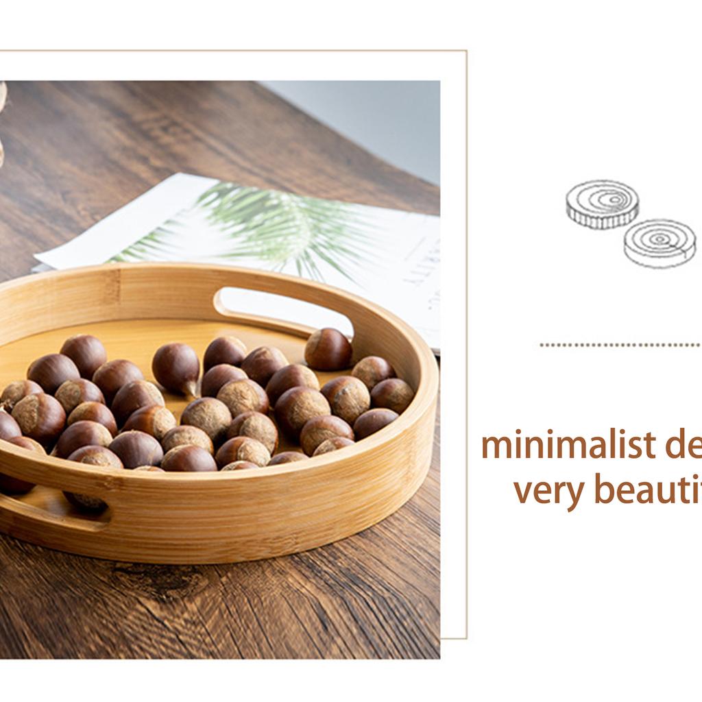 Serving Tray Bamboo Wood Color Round Tray For Water Tea Coffee Cakes 30 X 30 X 4 Cm