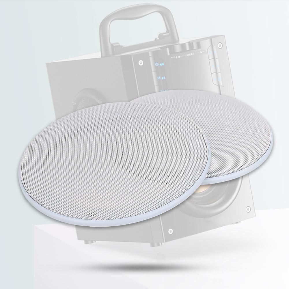 2PCS 6.5inch Speaker Loudspeaker Protective Cover Speaker Decoration(White White)