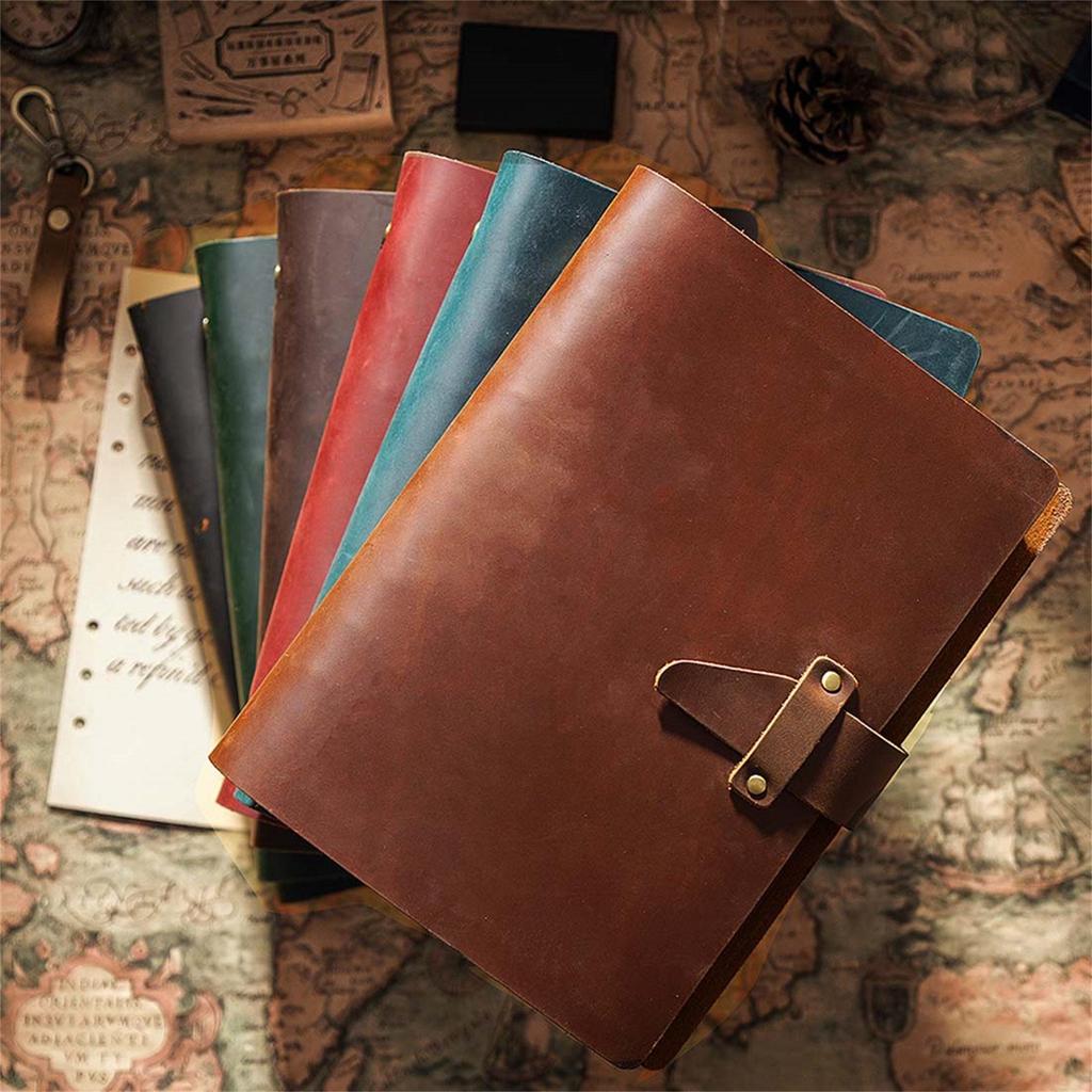 Genuine Leather A5 Business Planner Binder - Retro Style