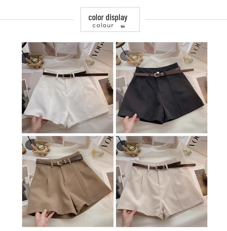 Women's Spring 2025 High-Waist A-Line Wide-Leg Retro Korean-Style Casual Shorts
