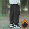 Boys' Windproof Waterproof Pants: Trendy Autumn/Winter 2024 Plus Velvet Workwear Trousers