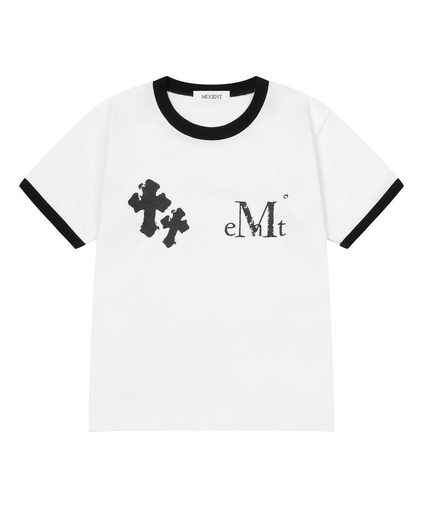 MUCENT Rovio Cross Crack Logo Ringer Short Sleeve Tee