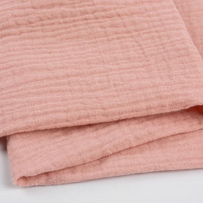 100x135cm Podwójna Warstwa Czysta Bawełna Gaza Cała Bawełna Krepa Tkanina Jednolity Kolor Odzież Domowa Sukienka Szalik Tkanina na Odzież Dziecięcą