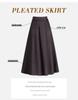 Knitted Woolen A-Line Midi Skirt - Thick, Pleated, and Slimming for Autumn/Winter