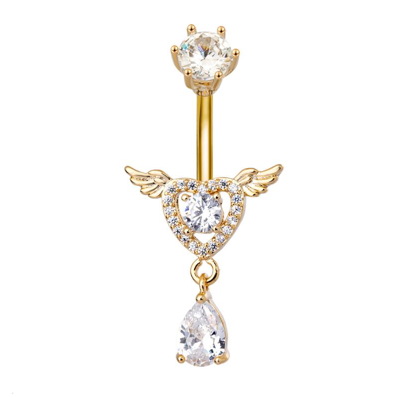 Navel Ring Piercing Heart Angel Wings Pendant Belly Button Rings For Women Body Decoration Jewelry