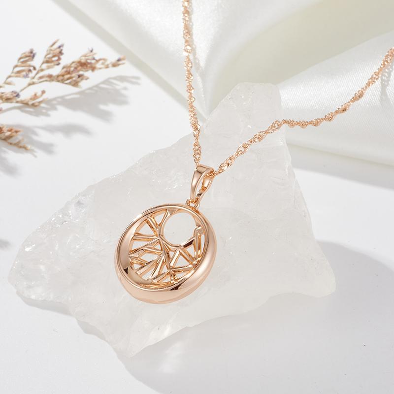 Kinel Glossy Pendant Necklace Earrings For Women Cubic Zircon Daily Jewelry