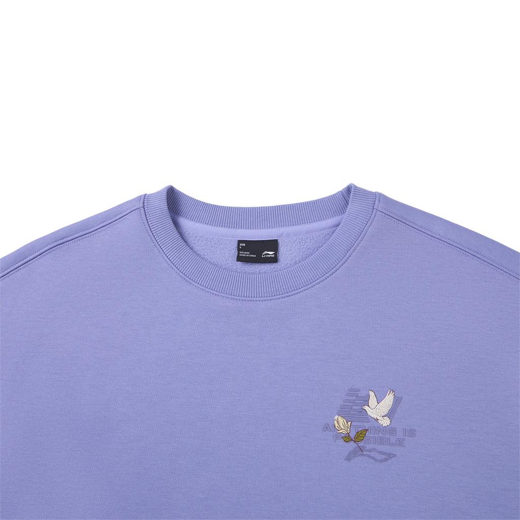 Li-Ning Sports Lifestyle Series Letter Versatile Simple Loose Sweatshirt Women sweatshirt AWDWF06-3