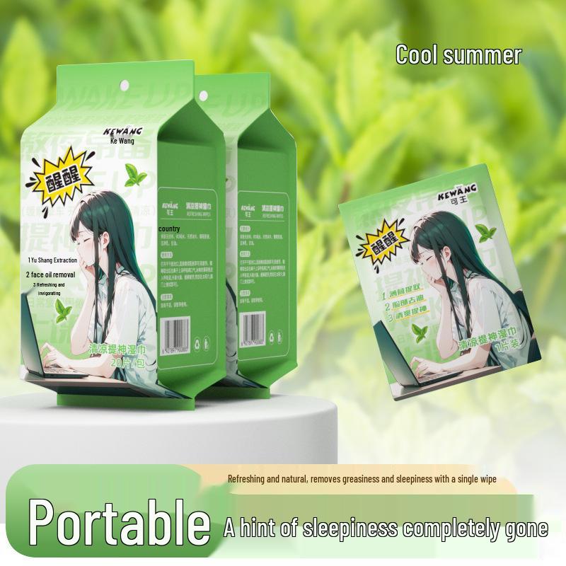 Mint Cooling Cleansing Wipes - Portable Individually Wrapped Refreshing Wet Wipes