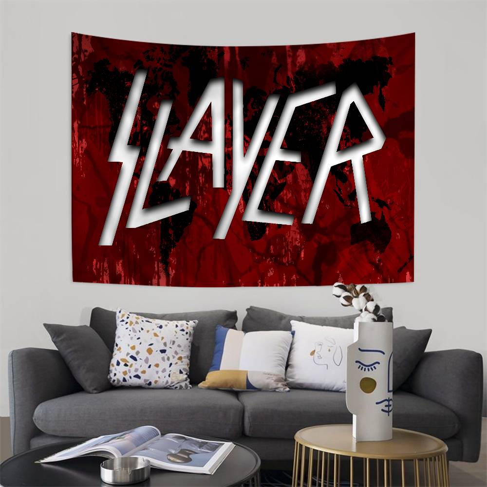 SSlayer HHeavy MMetal Band Cartoon Tapestry Art Science Fiction Room Home Decor Wall Hanging Home Decor