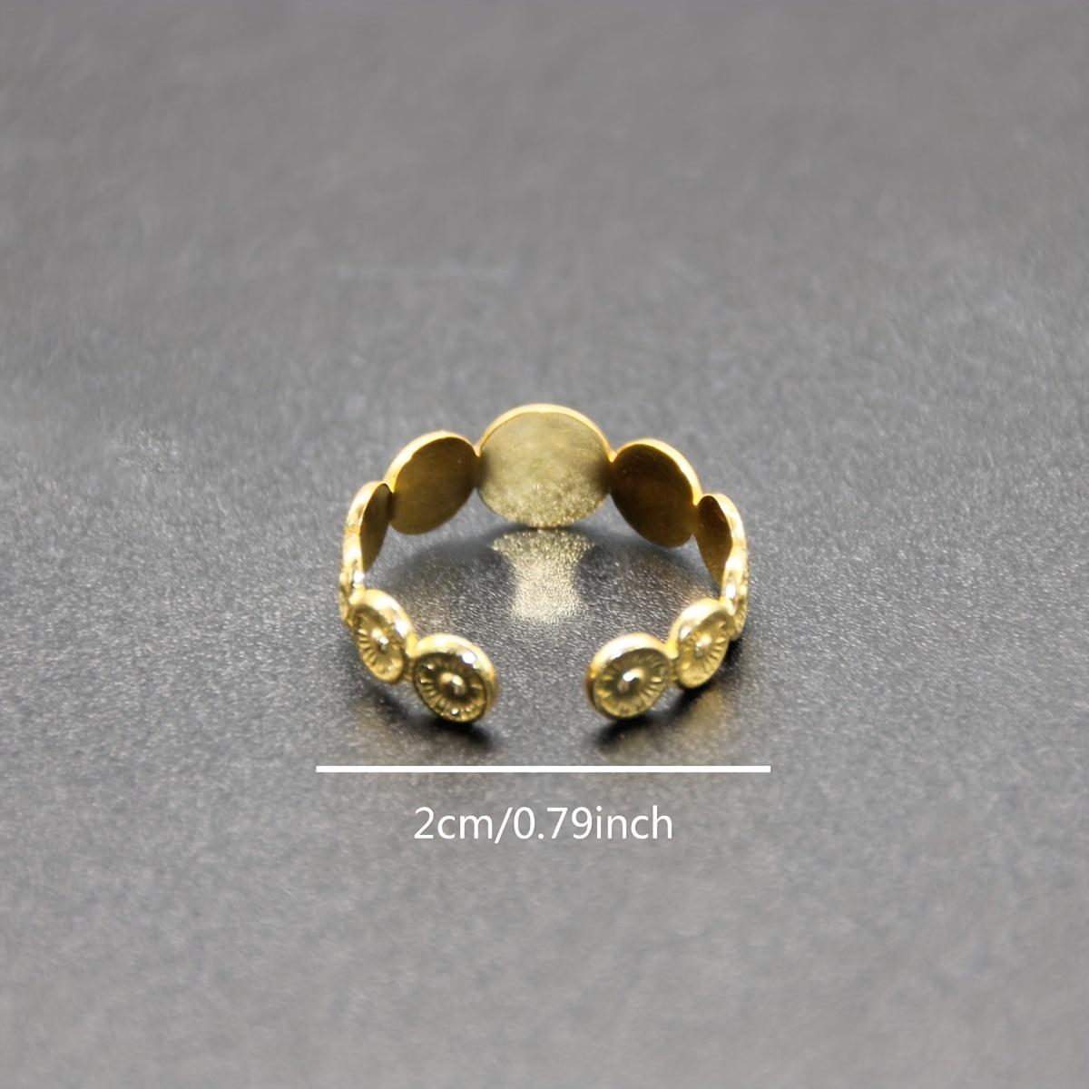 

French Retro 18K Stainless Steel C-Shape Ring with Non-Fading Diamond-Set Design