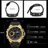 RORIOS Men's Analog-Digi Watch with Chronograph, Stopwatch, Date Display, Day of the Week Display, Waterproof, LED Luminous Display, Multi-Function,
