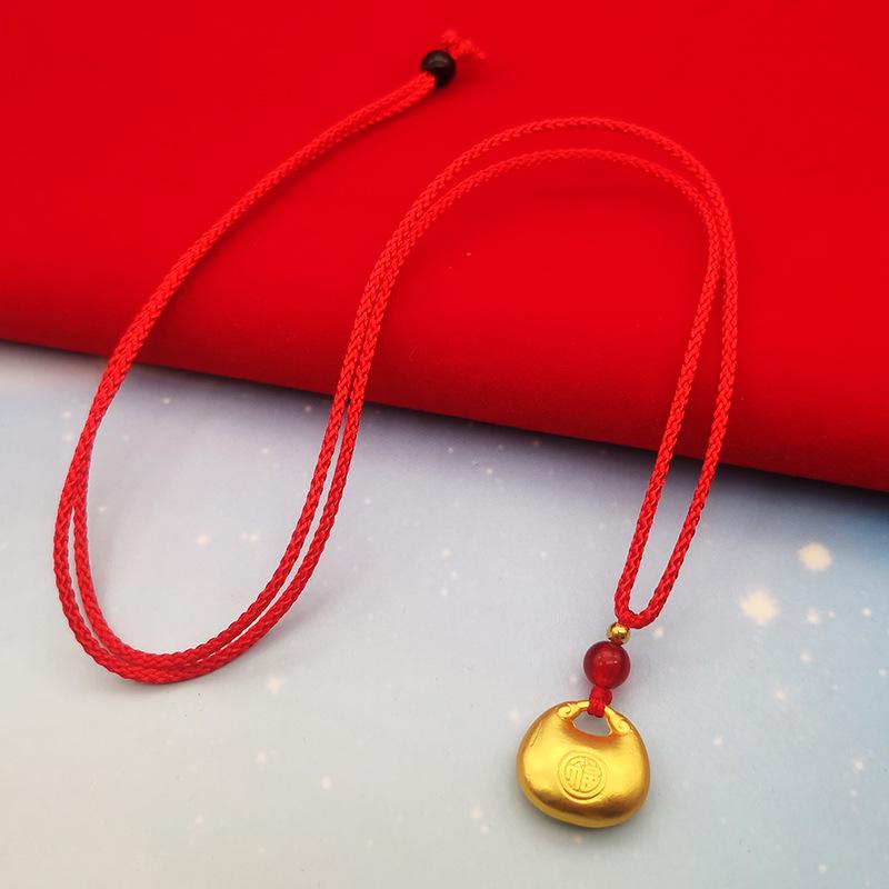 

Позолочений дитячий кулон-замок довголіття з порожнім дзвіночком – Плетена прикраса-замок миру для дітей Bare Pendant