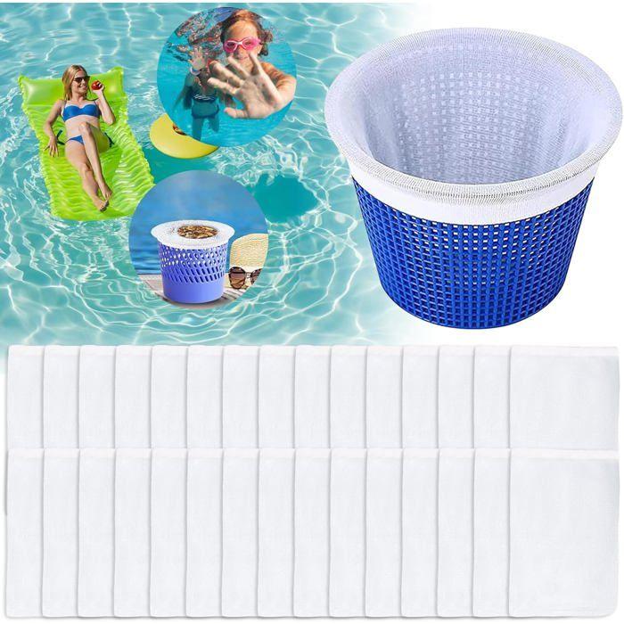 Chaussettes skimmer piscine en nylon - Lot de 30 préfiltres réutilisables lavables