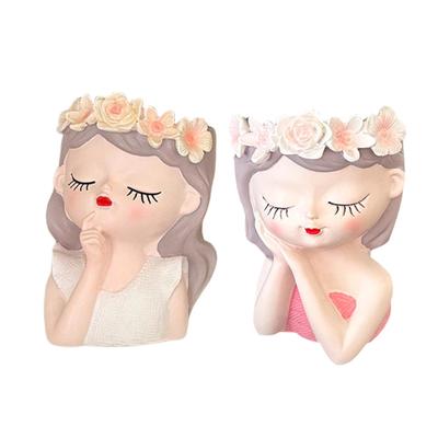 Pot de fleurs tête de fée Artisanat d'art Contenant Petite plante Décoration Mignon dessin animé Jardinière pour Bureau Maison Entrée Balcon Ferme