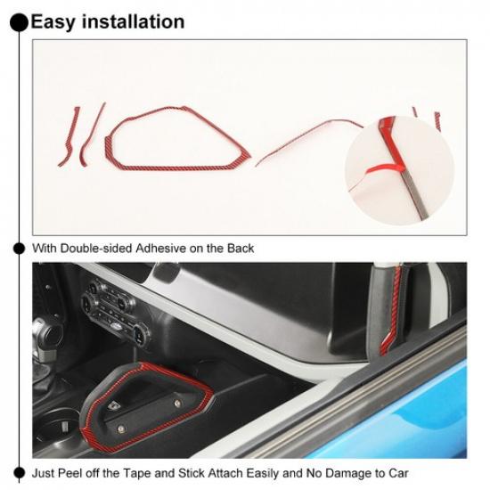 Center Console Handle Decoration Cover Trim For Ford Bronco 21+Red Carbon Fiber