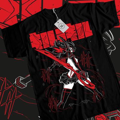 Kill la Kill Ryuko T-Shirt Ragazza anime ryuko matoi senketsu Maglietta Nera Tutte le Taglie