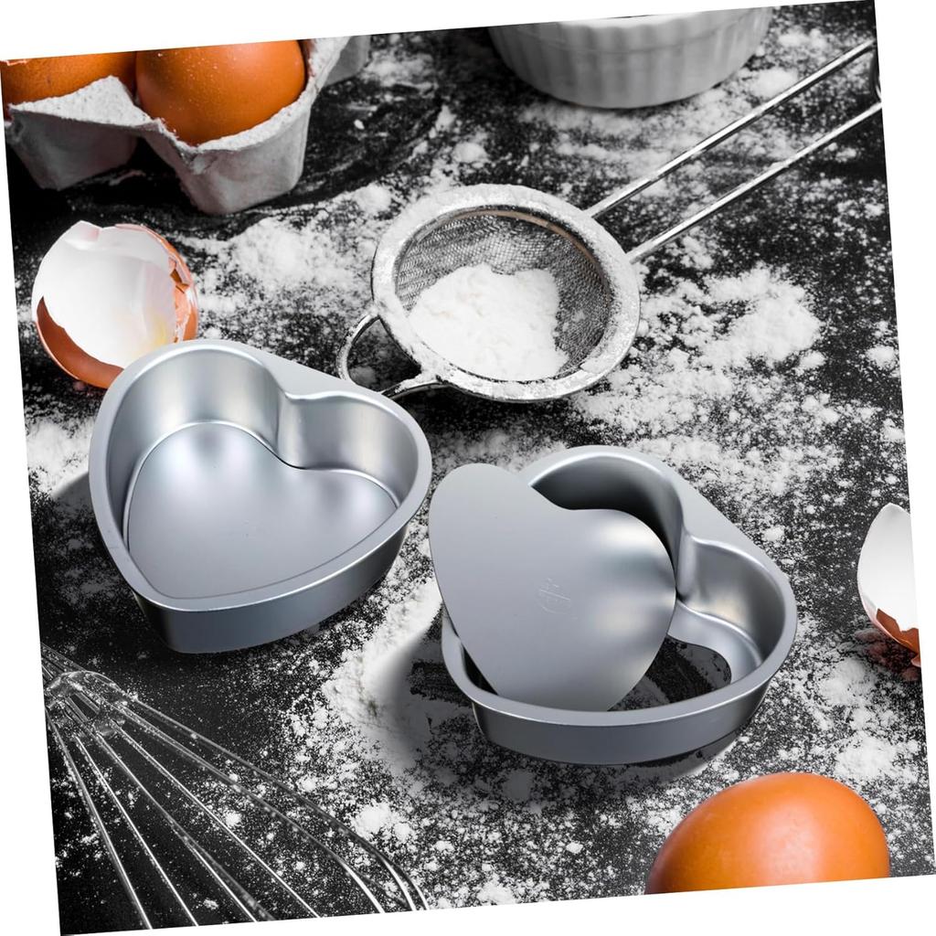 2Pcs Heart Shaped Cake Pans Aluminum Pans With Removable Bottom, Kitchen Baking Bread Cheesecake Non-Stick Cake Mold Heart-Shape Cake Tray For DIY,