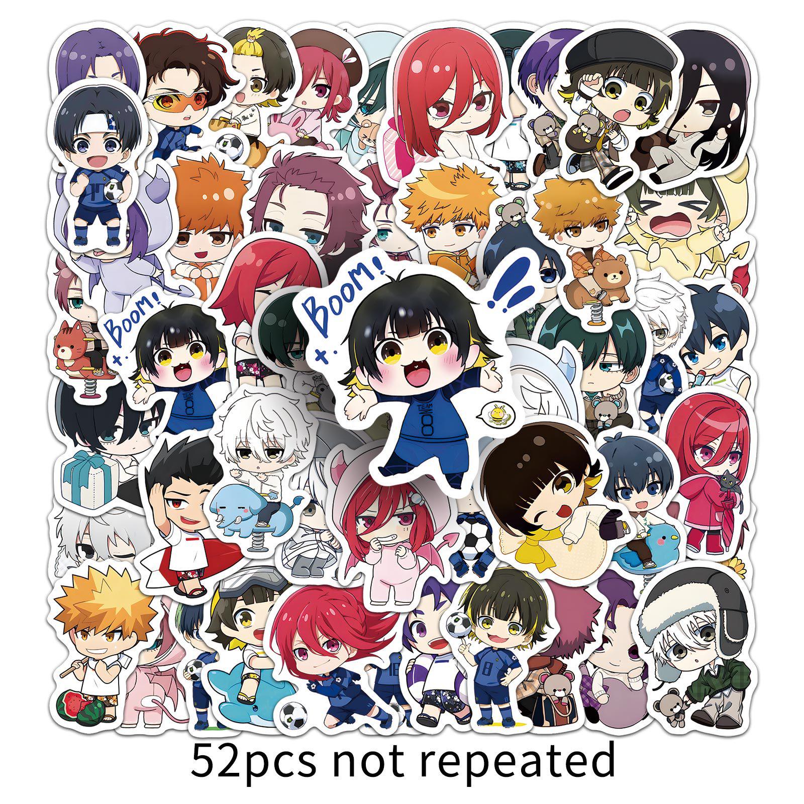 52-Piece Chibi Blue Lock Anime Stickers – Cute Cartoon for Laptops, Notebooks, Diaries, Tablets