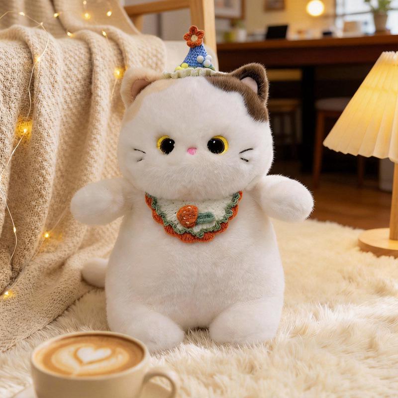Chubby Three-Color Cat Plush Pillow - Cozy Gift for Girls To Hug & Sleep, Perfect for Valentine's Day.