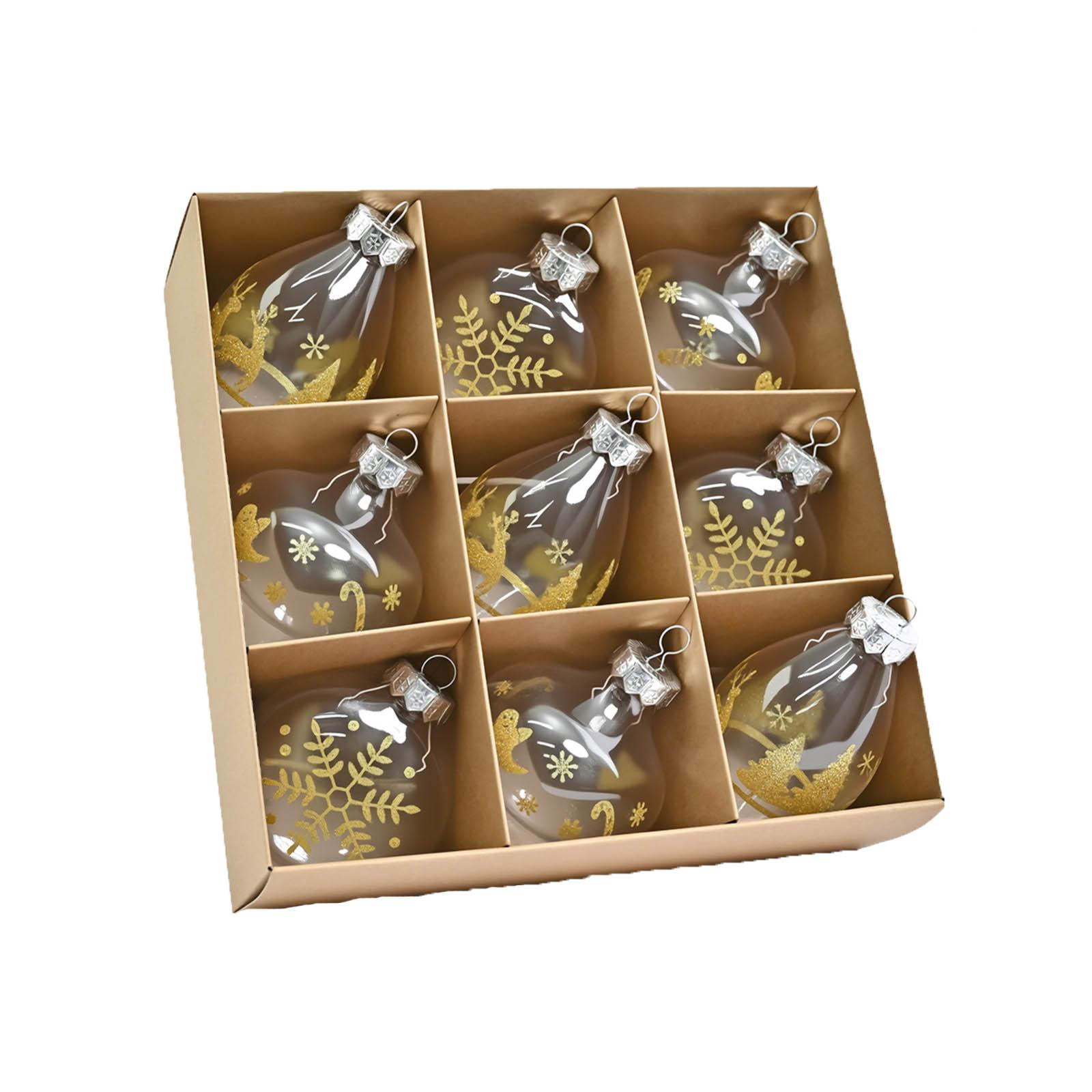 

9pcs Christmas Ball Pendants Transparent Pet Special-shaped Christmas Ball Decoration Pendants Christmas Party Snowflake Elk Christmas Tree Ornaments One Size