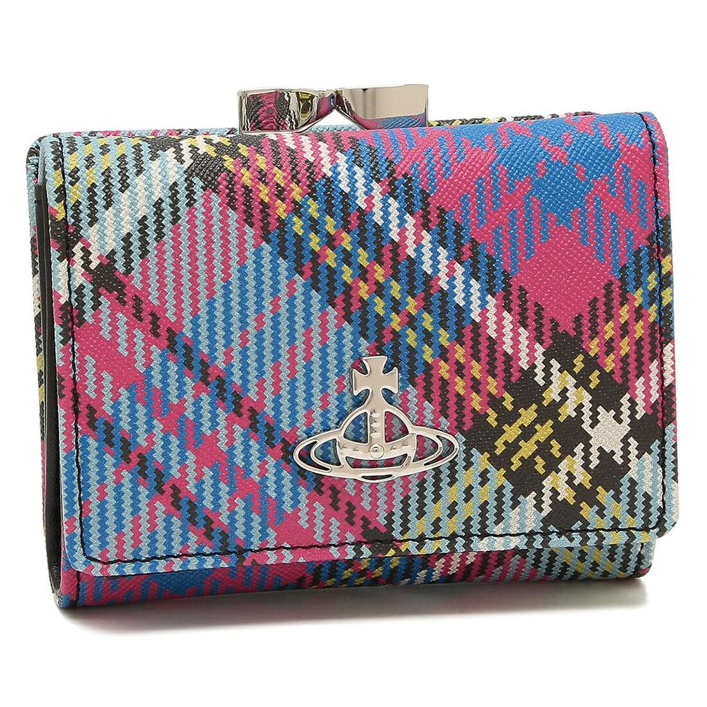 Trifold Wallet Bio Green Saffiano Clasp Blue Pink 51010018 S000V O102 [Vivienne Westwood] Women's [Item]