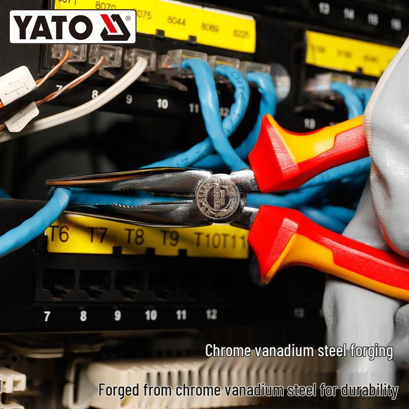 YATO Insulated Electrician Tool Set: Pliers, Wire Stripper, Needle Nose, Diagonal Pliers, Screwdriver.