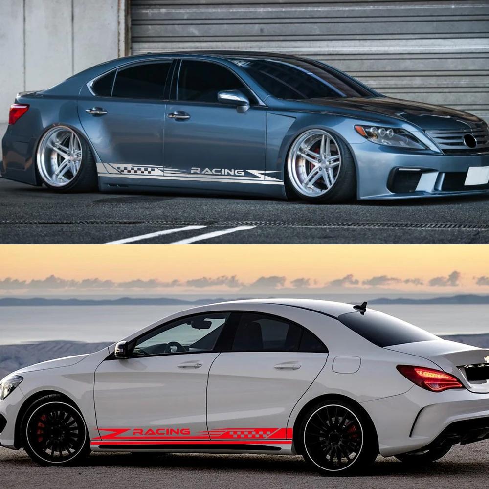 2PCS Car Door Side Stripes Stickers Racing Sport Vinyl Decals Self-adhesive Car Body Styling Decoration Stickers Accessories