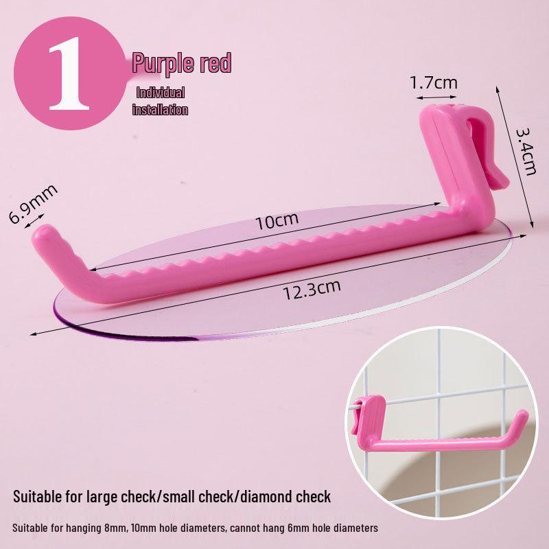 Nail-Free Grid Panel Hook for Wire Mesh Shelves - No-Drill Wall Storage Hooks for Kindergarten Display