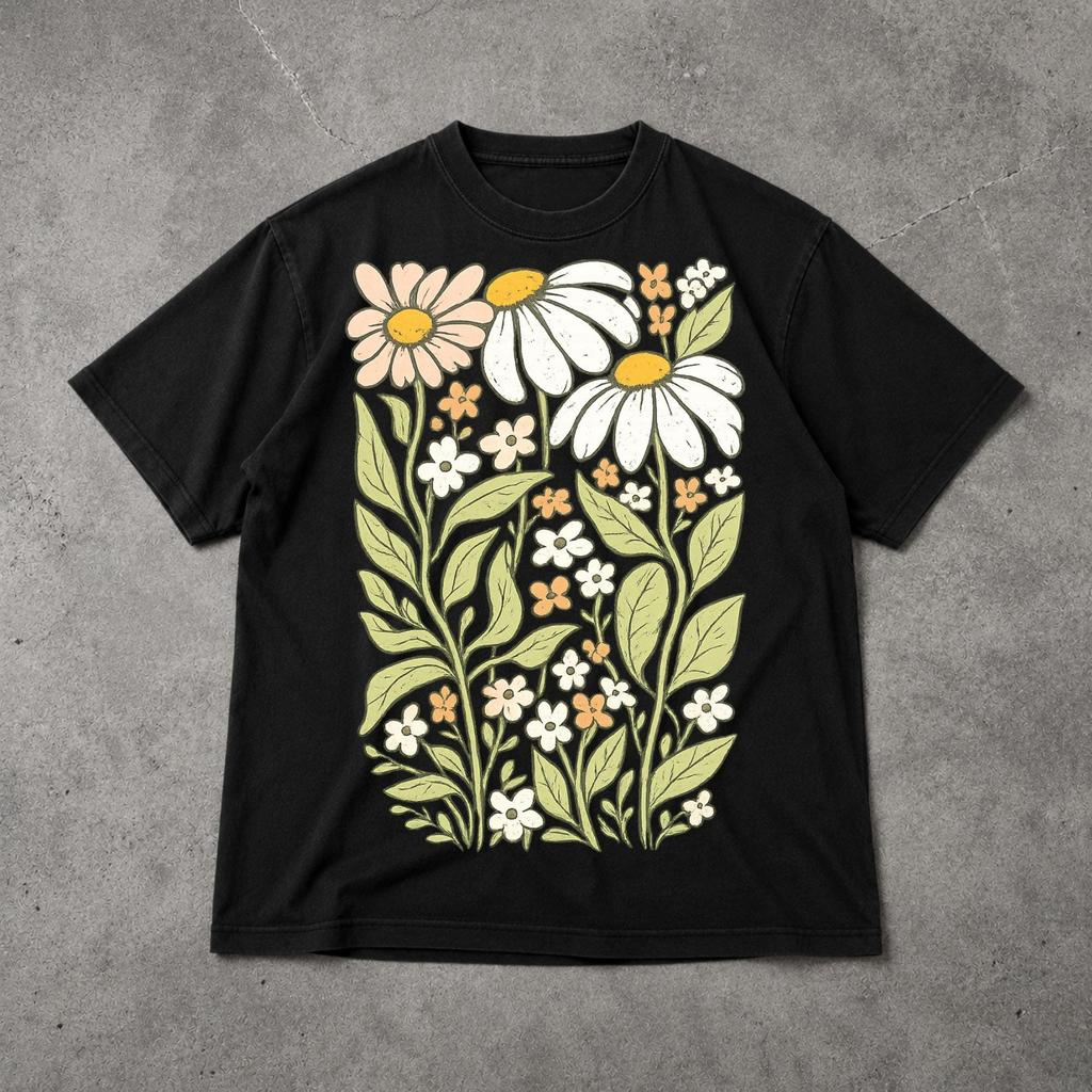 Vintage Floral T Shirt, Boho Wildflower Graphic Tee, Botanical Garden Aesthetic Shirt