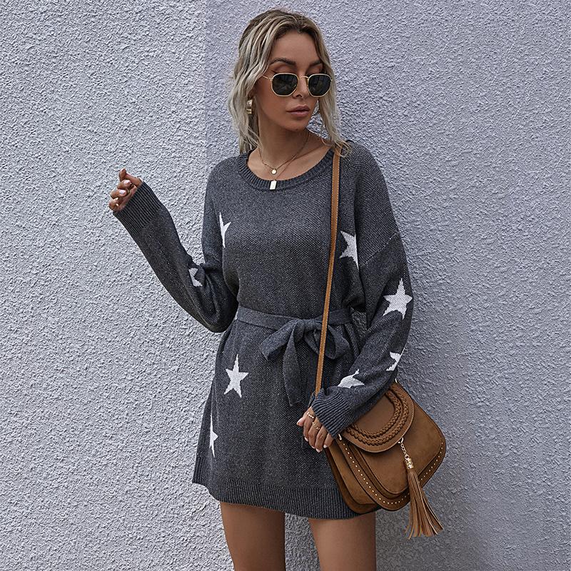 

YYFS женские модные повседневные свитера с круглым вырезом и принтом звезд на осень и зиму с длинными рукавами S