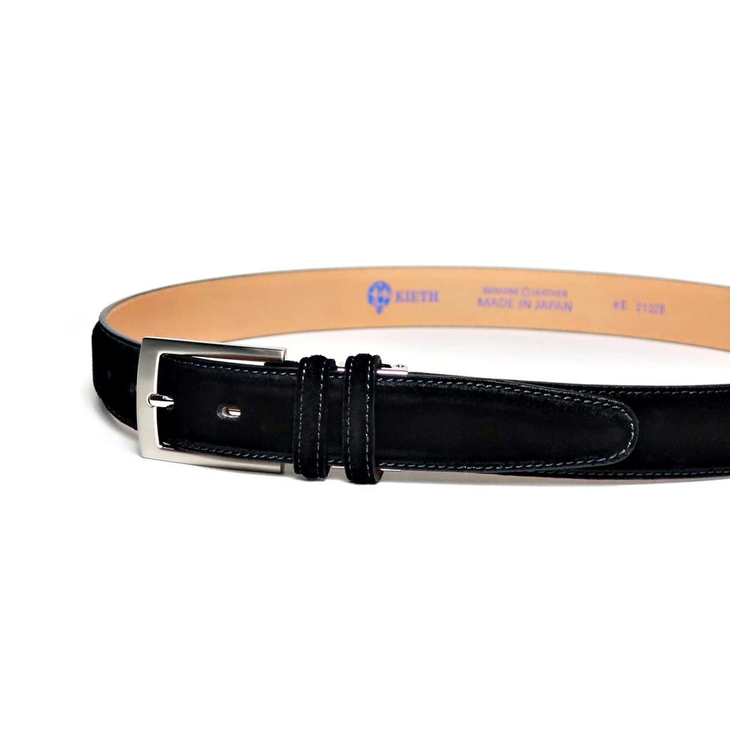 Cowhide Double Adjustable Over 50 Years of History and Made in Japan [KIETH] Men's Belt, Suede, Loop, Black, Size, Craftsmanship,
