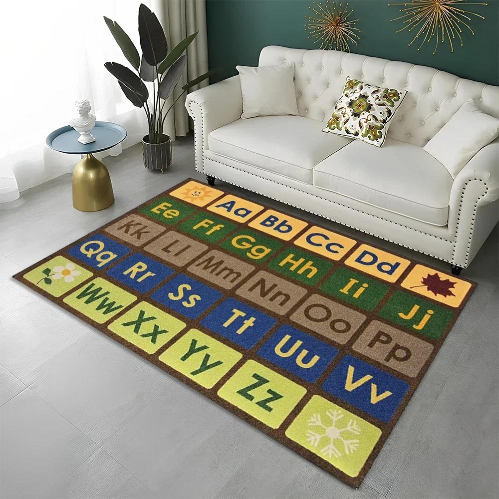 Kids Early Education Rug Series Alphabet Animal Number Patterns Suitable for Nursery Kindergarten Children's Room Learning Space