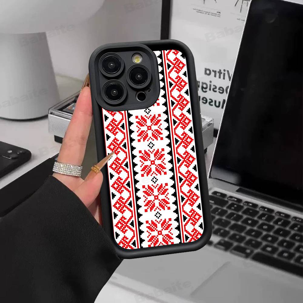 G-Ukraine Ornament Pattern For IPhone 17 Pro Max 16 15 14 13 12 11 Plus Black Soft Phone Cover