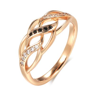 New  Rose Gold Boho Ring For Women Hollow Flower Natural Black Zircon Ring Vintage Bride Wedding Fine Jewelry