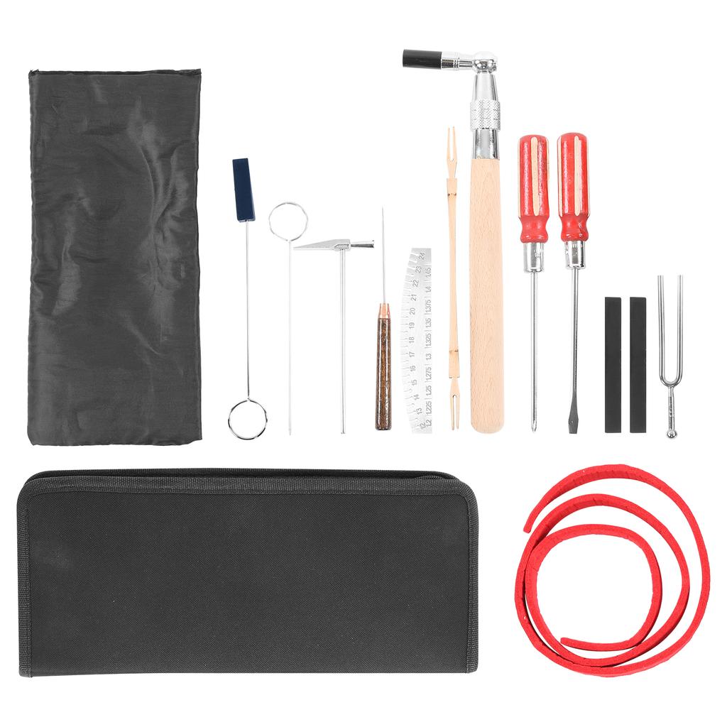 Piano Tuning Tool Hammer Measuring Ruler Stop Belt Screwdriver Soundproof Fork Storage Bag