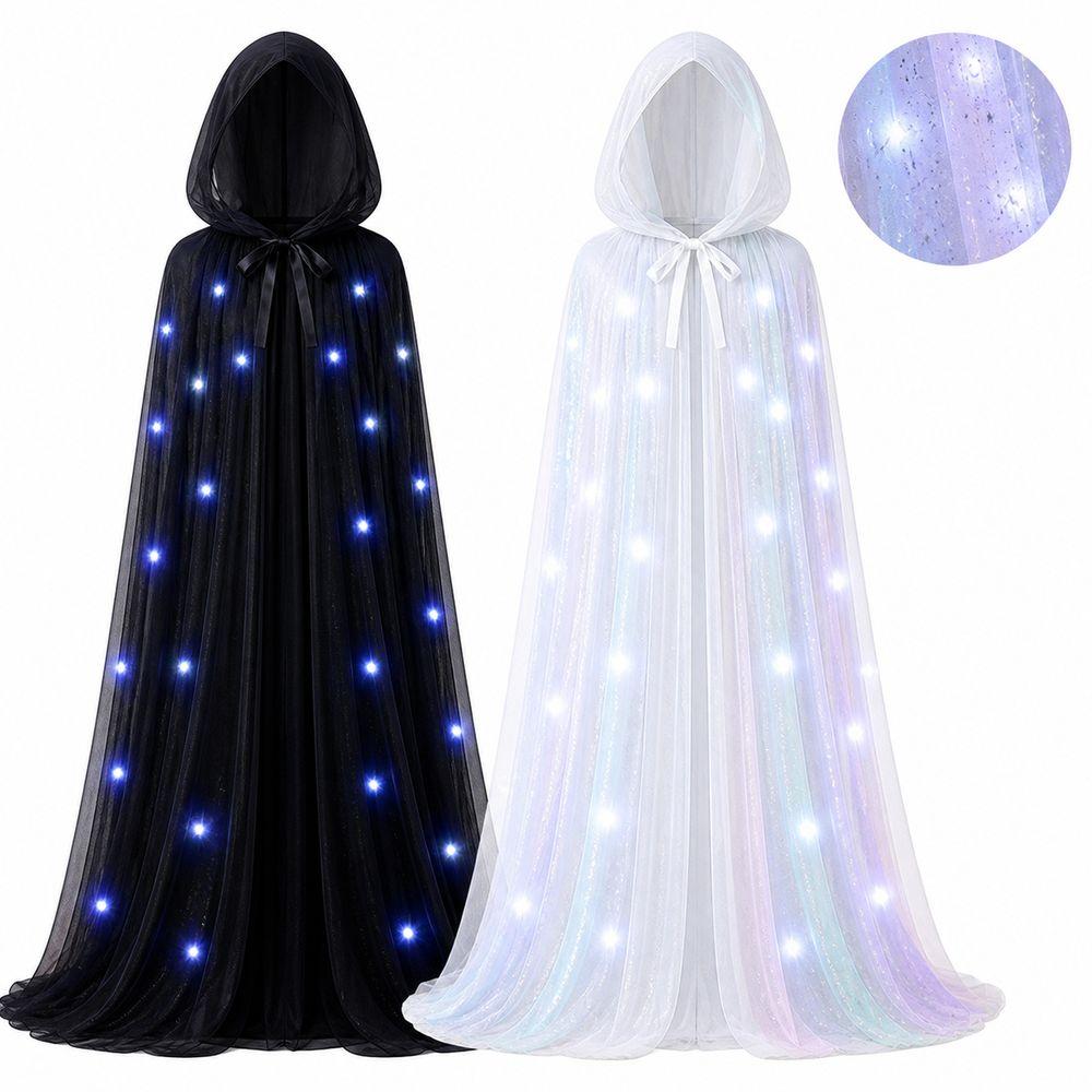 Vintage Overcoats Lace-up Vintage Hooded Cape Creative Gift LED Halloween Hooded Cloak