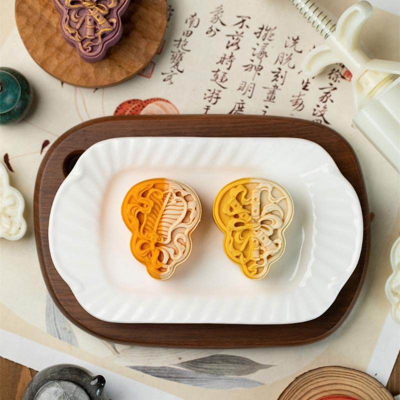 Cultural Autumn Festival Moon Cake Hand Press Molds With Gourd Shape DIY Baking Tool For Kitchen Artistries