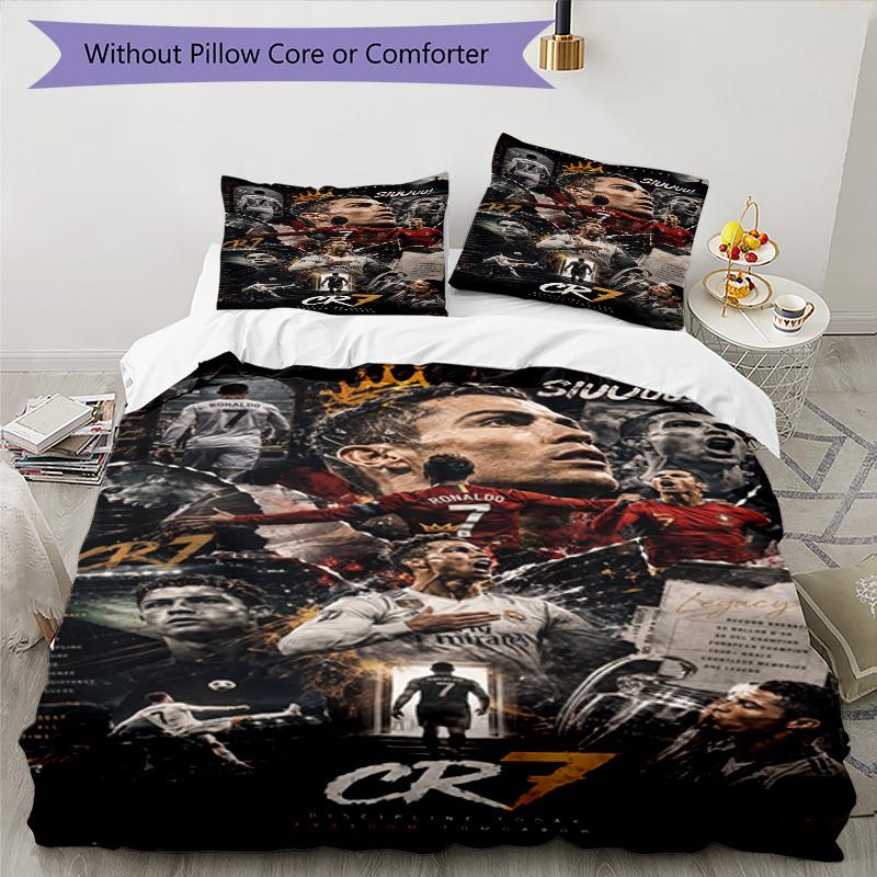 Ronaldo's Player Purple Kit Bedding Set, Breathable Duvet Cover with Pillowcases, Soft Bed Linen for Bedroom Home Decoration, Perfect Festival Birthda