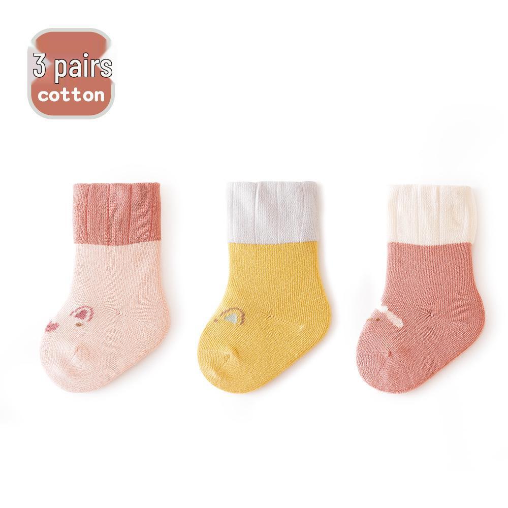 New Spring & Autumn Cartoon Mid-Calf Socks for Newborns & Toddlers - Loose Cuff, Seamless Design