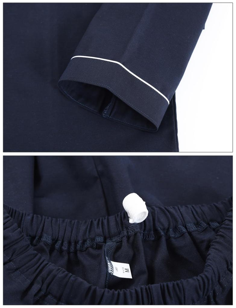 SUIMIN CARE Made in Japan Oxford Solid Long Sizes LL Men's Pajamas, Yarn-Dyed 100% Cotton, Color, Sleeve, Spring/Autumn, M, L, (LL, Navy)