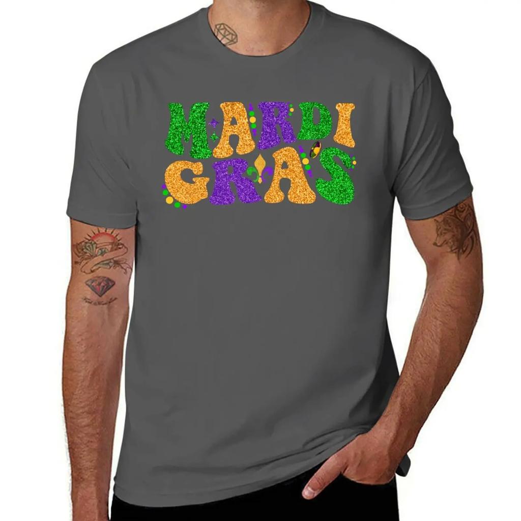 Happy Mardi Gras Retro Groovy Funny Mardi Gras Carnival Party Gift TShirt Aesthetic clothing plus sizes funny t shirts for men